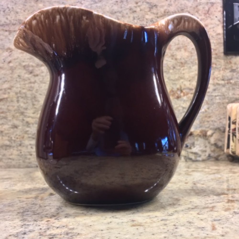 Pitcher, Pottery, brown and drip-glazed, Vintage